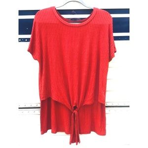 TIME AND TRU Ribbed Tie Front Hi Low Top L 12-14